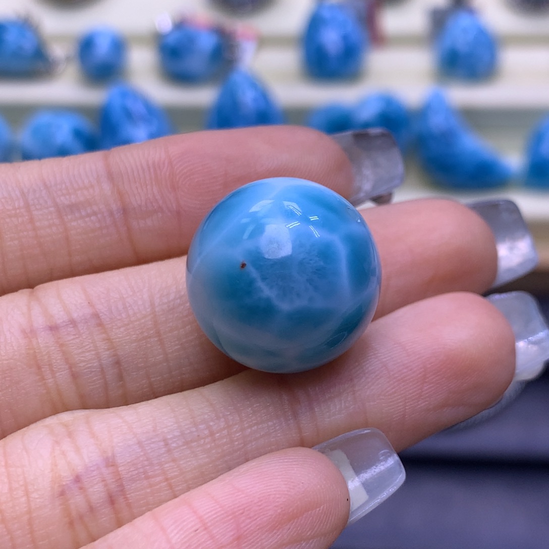 未镶嵌针钠钙石（海纹石）珠宝奇石18m单珠