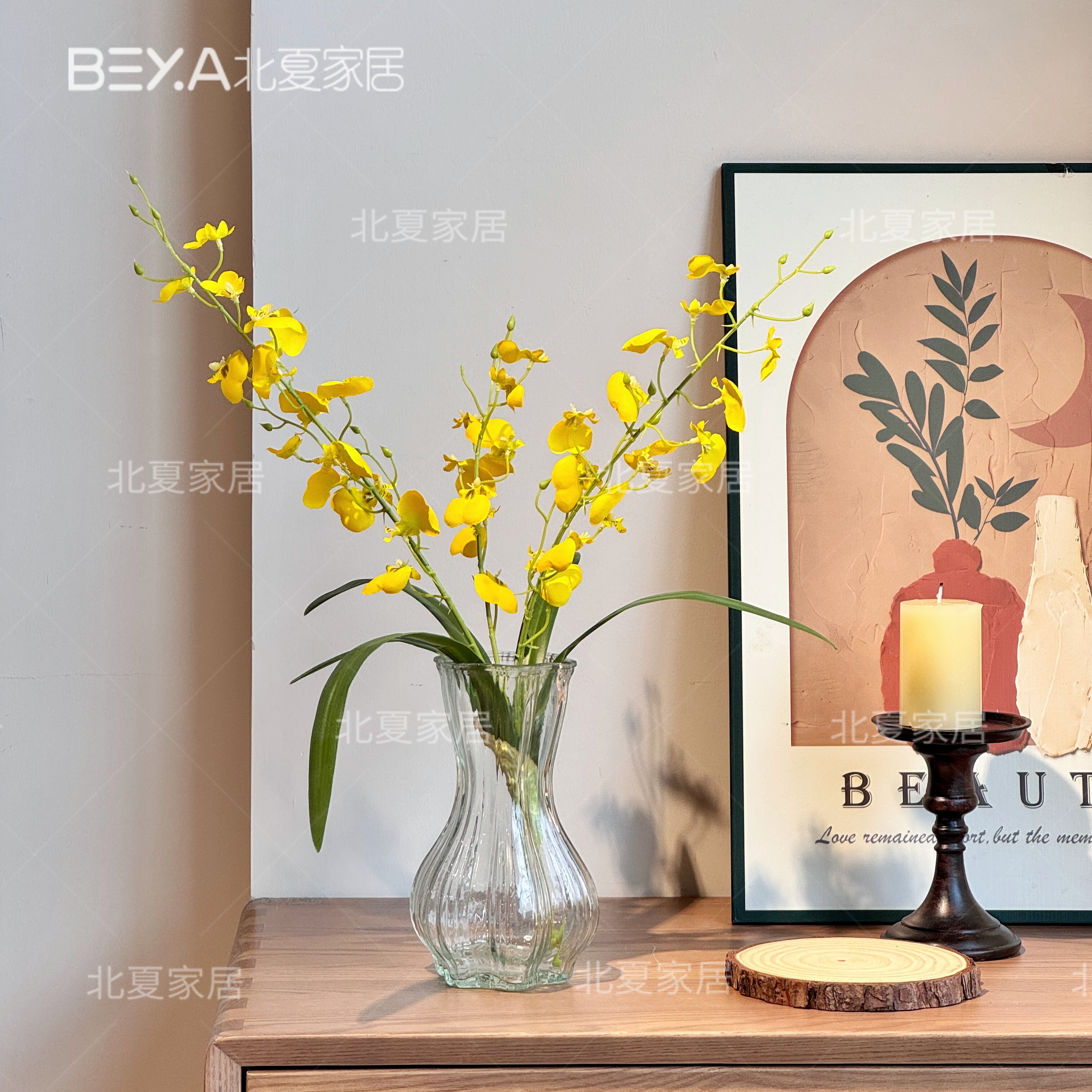 仿真桌面装饰花跳舞兰花束摆件花艺假花干花家居客厅电视柜摆设