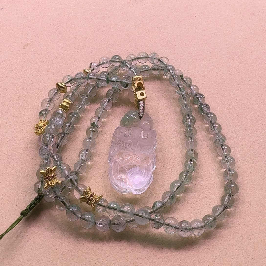 水晶颈饰未镶嵌天然水晶狐狐吊坠