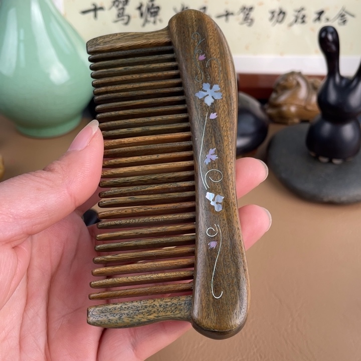 小***多绿檀小花无柄梳子