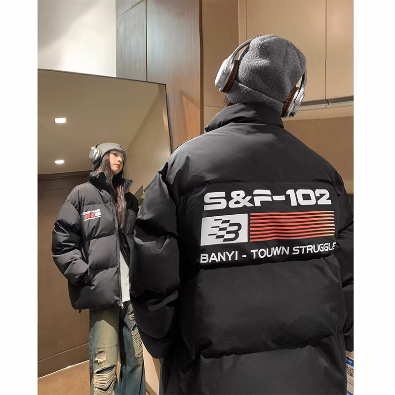 大码300斤美式潮牌个性hiphop保暖棉服男女秋冬宽松百搭立领外套