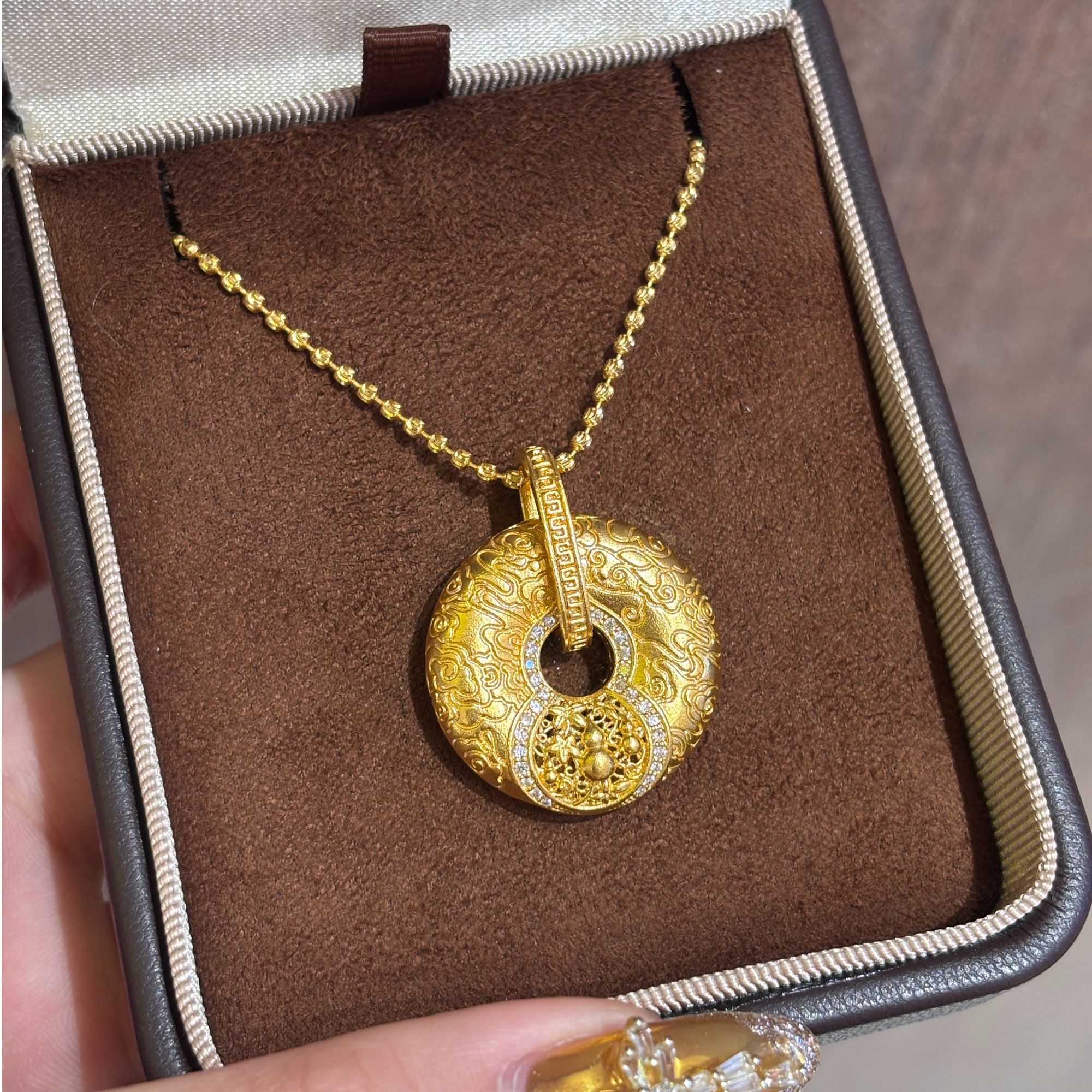 【伟新源】足金999 镶嵌工艺 镶嵌福禄转运吊坠13.94克（不含链）