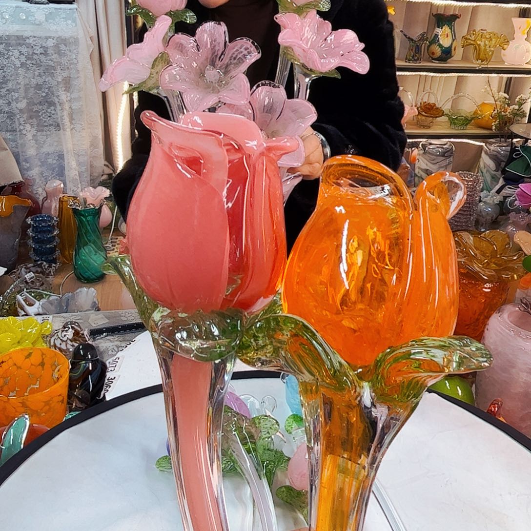 2朵玫瑰家悦美居琉璃摆件