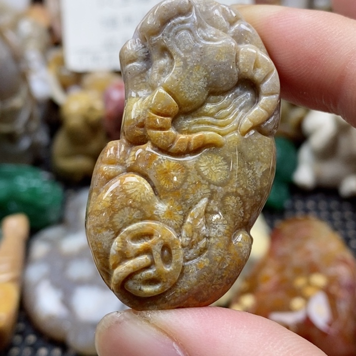 硅化珊瑚（珊瑚玉）颈饰未镶嵌