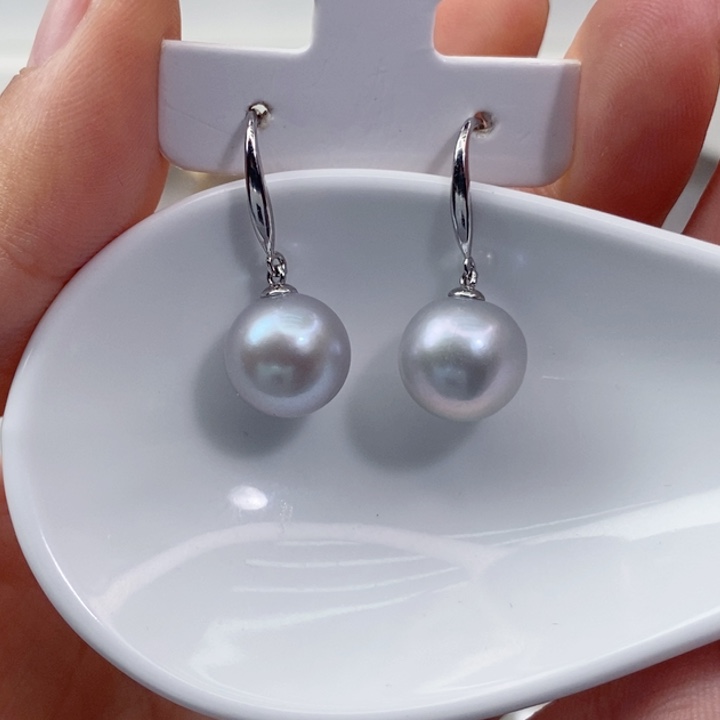 银S925镶嵌耳饰淡水珍珠