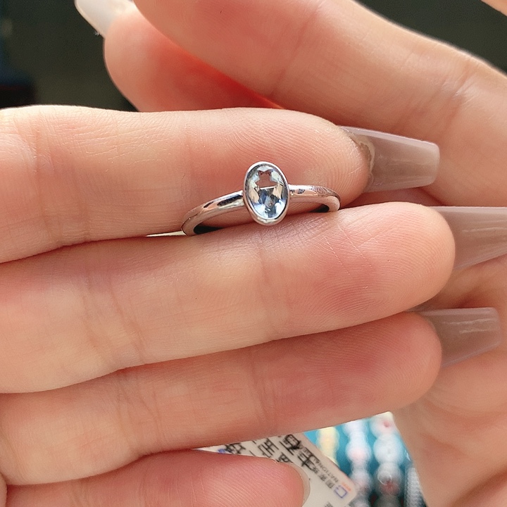 海蓝宝石戒圈银S925镶嵌