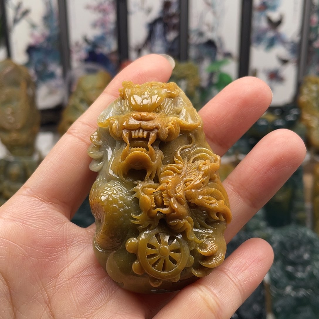 颈饰未镶嵌翡翠天然翡翠a货双龙