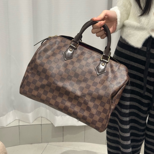 95新 LouisVuitton/路易威登 黑棋盘格speedy30手提包内里脏/且曼