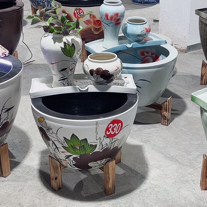 德***理景德镇陶瓷鱼缸艺术直径62厘米高40厘米