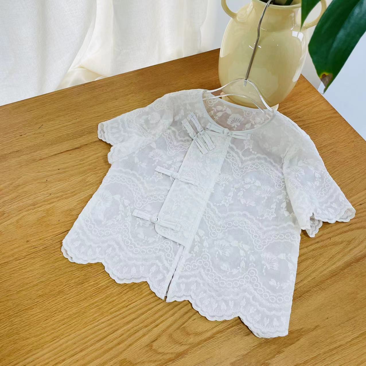 【喜儿定制】春季新款百搭时尚蕾丝短袖汉服休闲中大童夏季