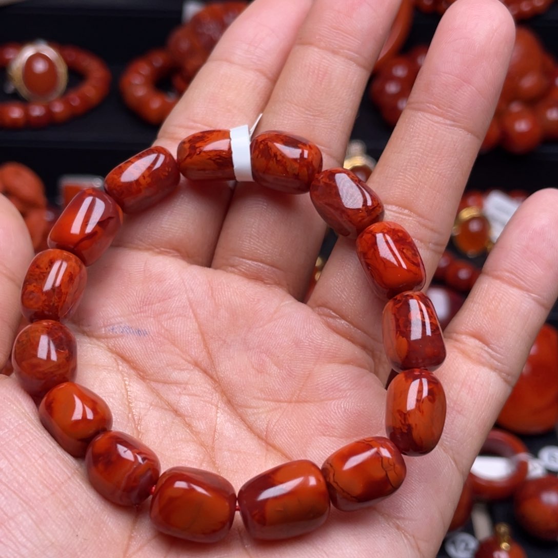 南红玛瑙珠宝奇石未镶嵌单圈10mm