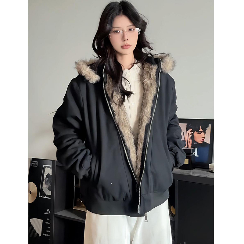 美式座山雕毛领棉服男款冬季cleanfit高级感加厚加棉百搭棉衣外套