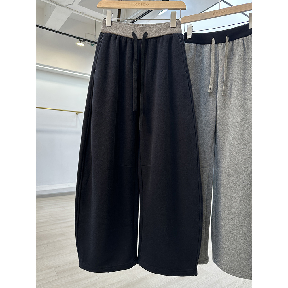 韩国东大门240斤大码加厚加绒香蕉卫裤女秋冬慵懒休闲阔腿裤早春