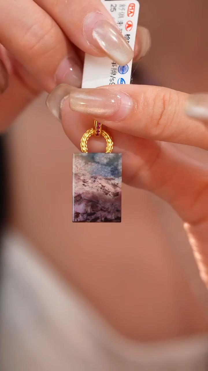 舒俱来蓝樱花无事牌/s925/约13*18*4mm/AZB7227（思辨）