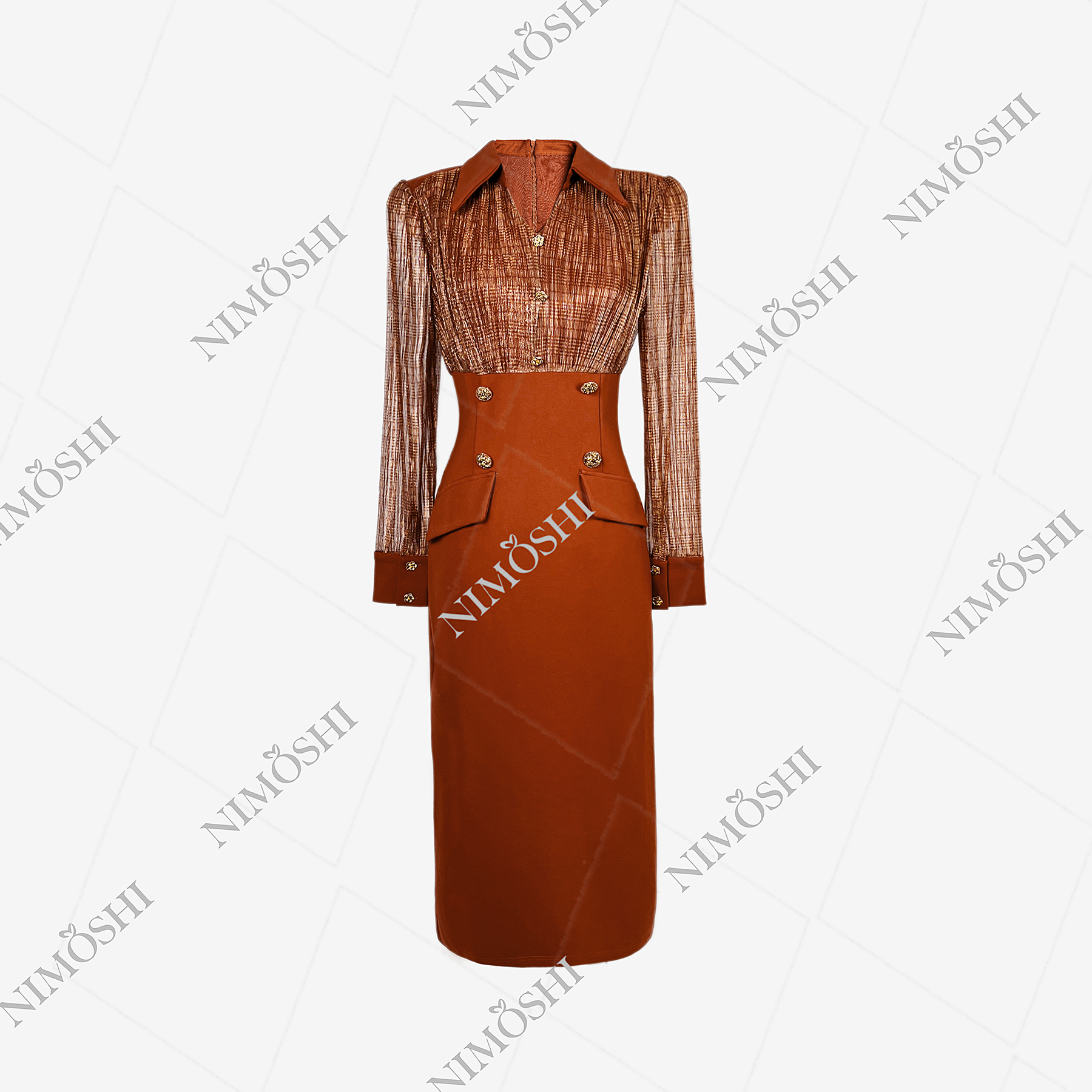 NIMðSHI【小艺】新款时尚轻奢通勤风小众气质显瘦款连衣裙女Q1159