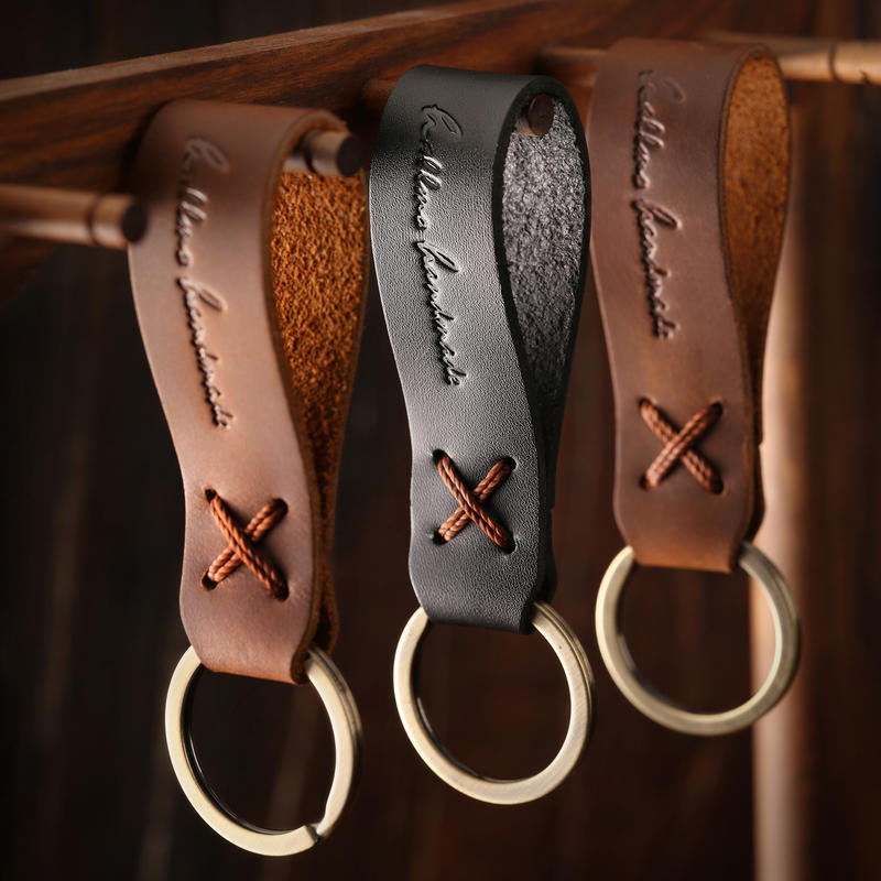 牛皮创意复古钥匙扣纯手工头层真皮汽车钥匙宝马适用真皮钥匙套