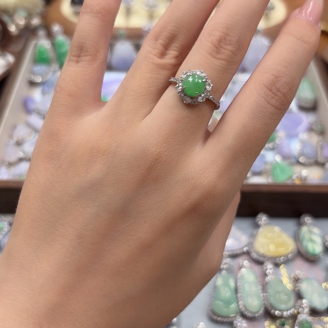 翡翠银S925镶嵌戒指