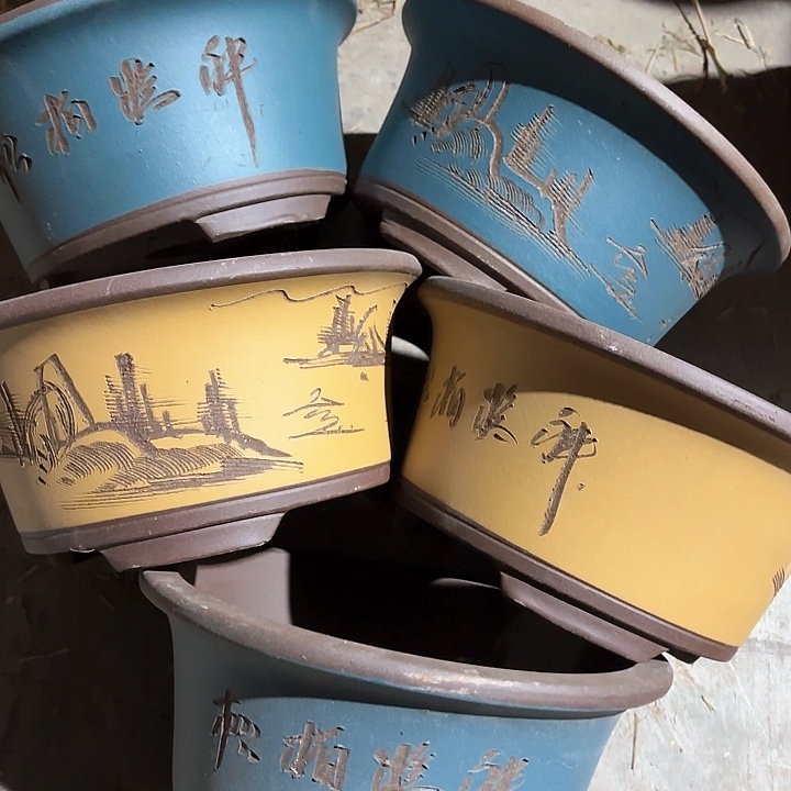 紫砂花盆100-5。 23-11.5