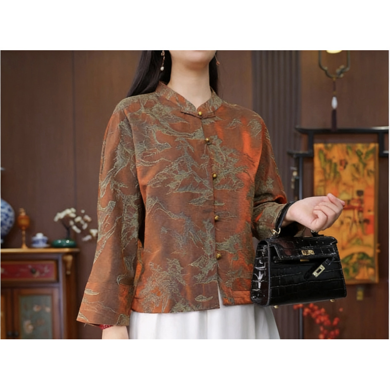 1827款高端定制新中式国风外套女春秋阔太太气质舒适上衣