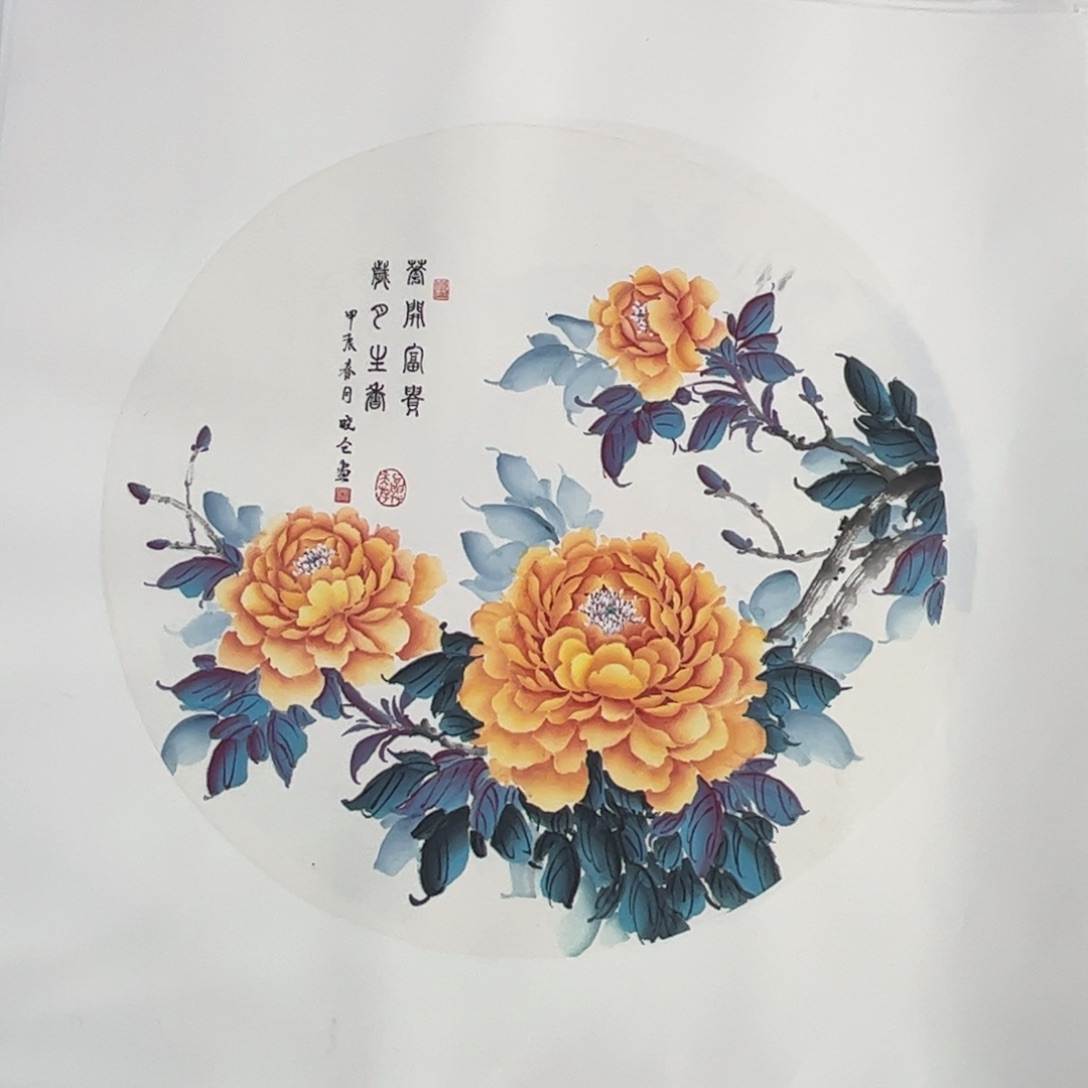 国画直径60圆花鸟m