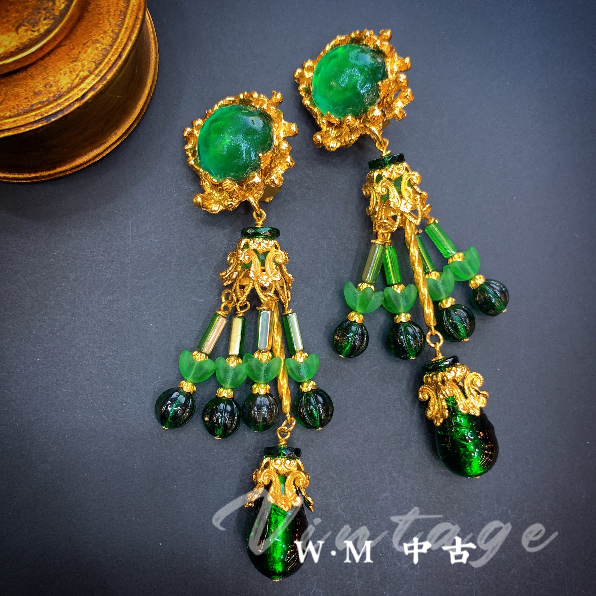 铜合金耳饰 W·M中古-Gavilane（法）扫肩耳夹