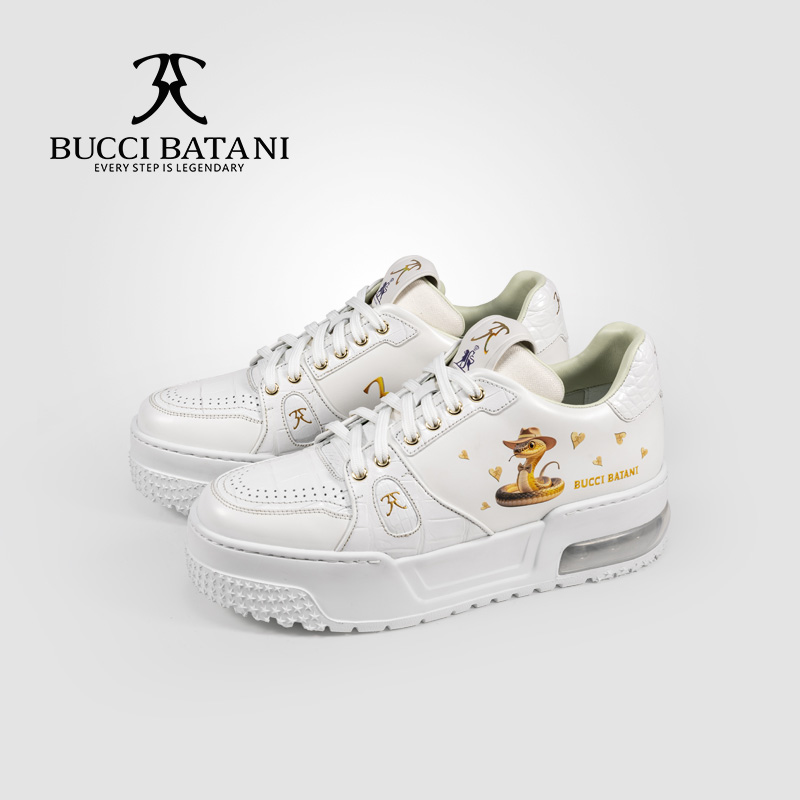 Scabal世家宝鳄鱼皮手工鞋蛇年限定8CM5D彩绘板鞋休闲鞋男士