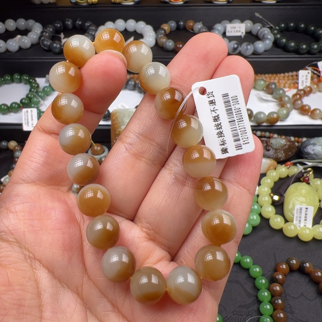 手链未镶嵌和田玉且末金山糖白孤品放漏