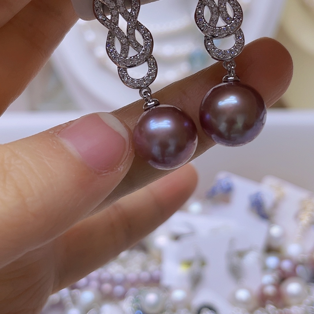 银S925镶嵌吊坠或者耳钉淡水珍珠