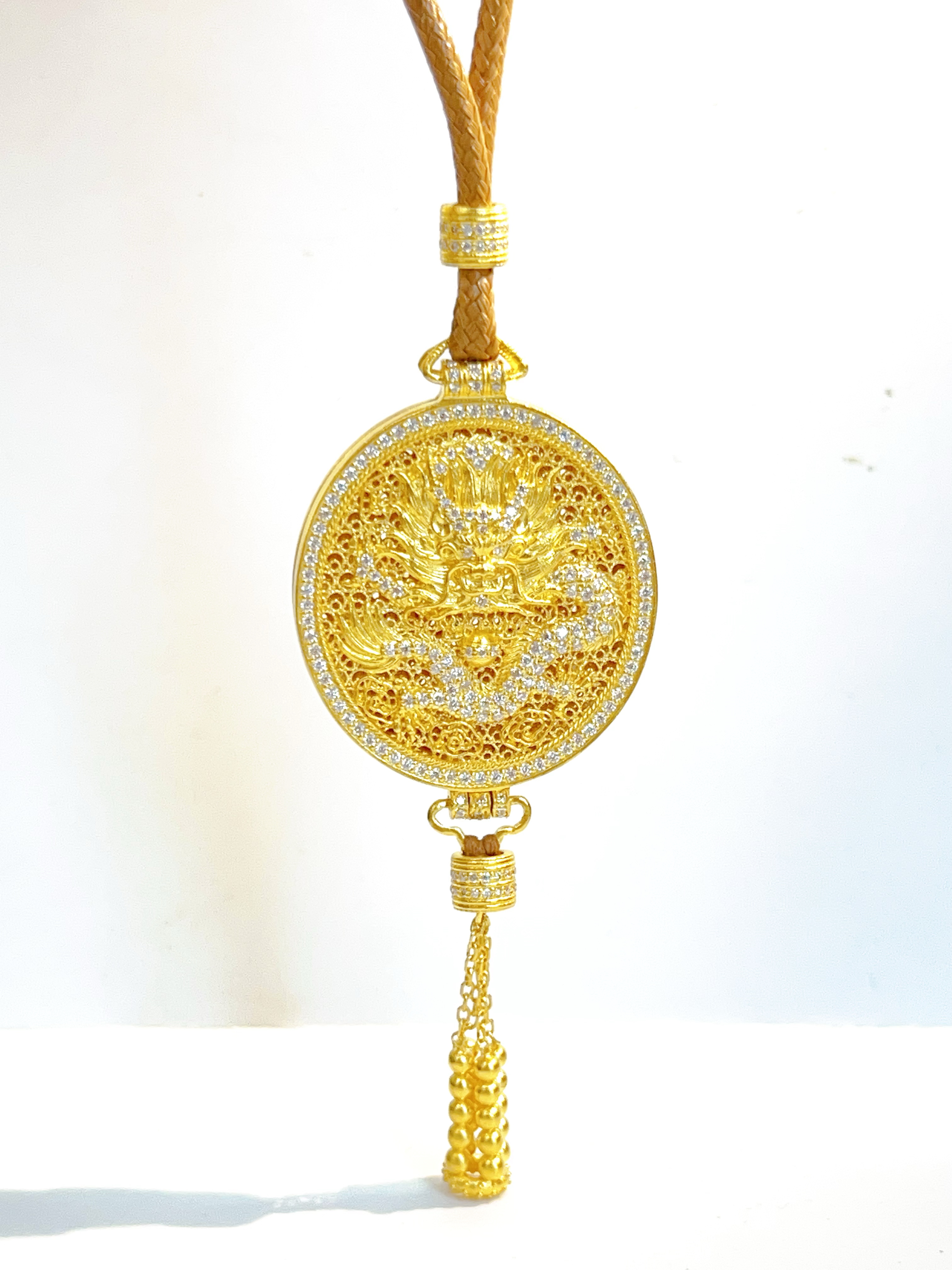 【拍前联系主播确认圈口】足金999龙牌流苏开合香囊吊坠MJ745812