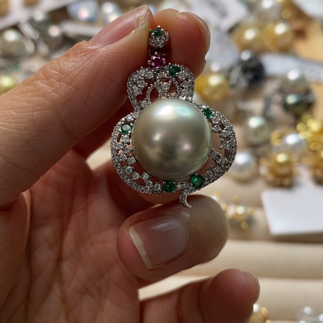 海水珍珠颈饰银S925镶嵌