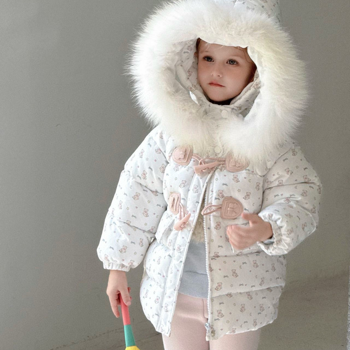 Supermama25冬蝴蝶结小熊羽绒服外套39040