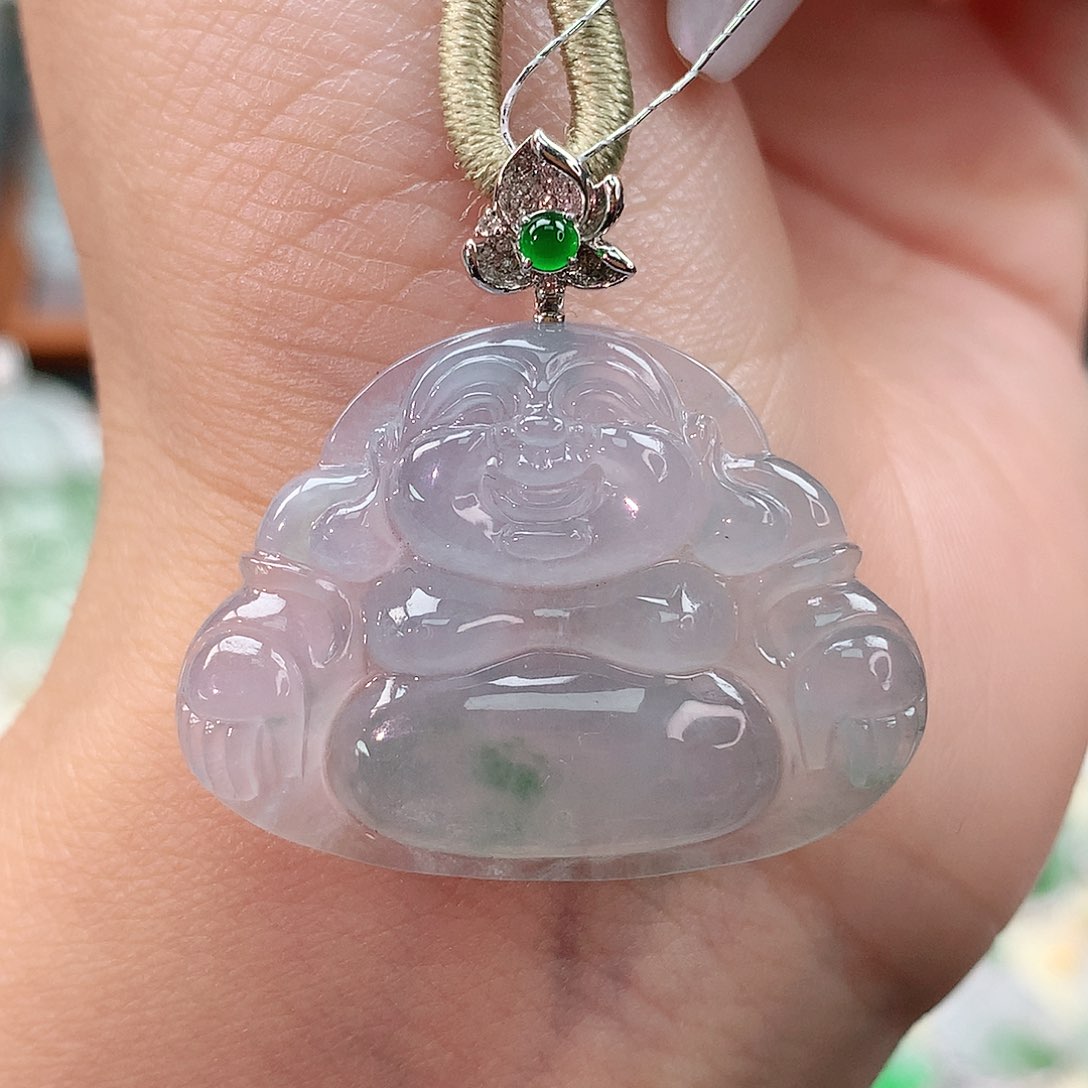 颈饰18K金镶嵌翡翠佛公