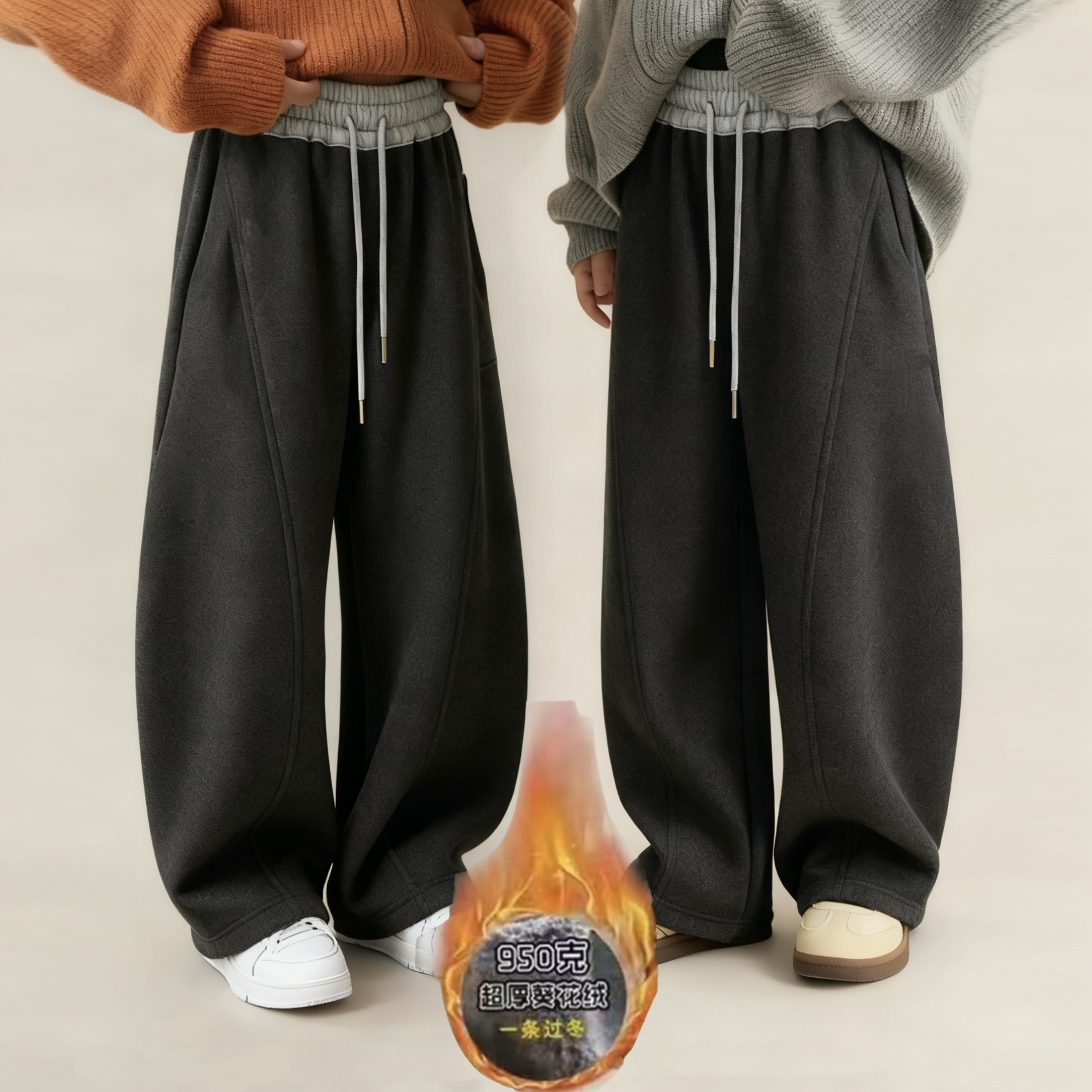 弯刀裤一体葵花绒一条过冬2025冬季新款超厚休闲时尚