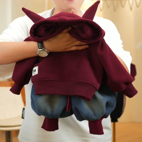 CC2024冬季加绒新款儿童安可拉红加绒连帽牛牛卫衣+牛仔加绒小脚