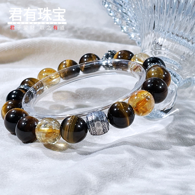 【王嘉尔同款】天然虎眼石黄塔晶设计款多样性发一手串