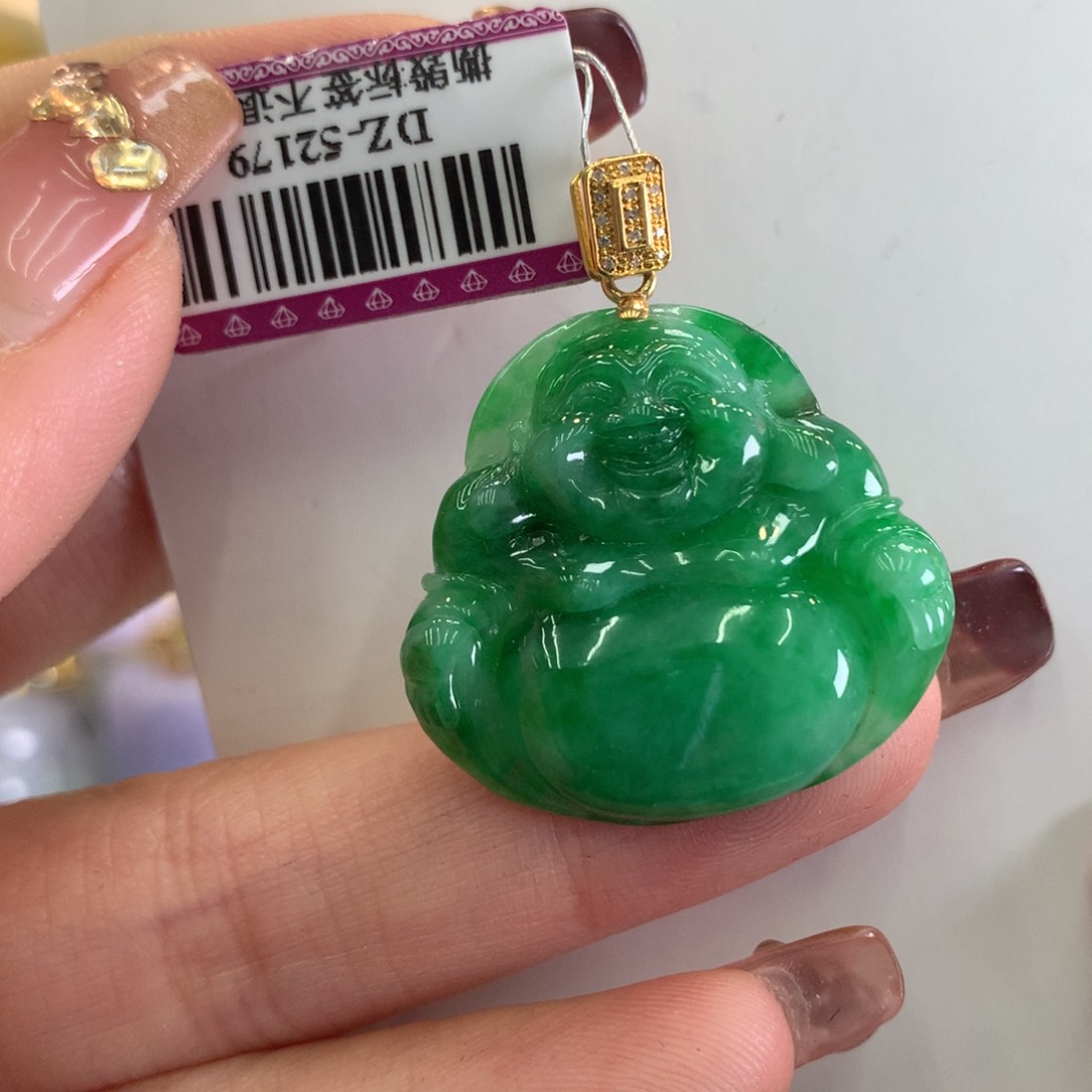 翡翠吊坠(不含链)18K金镶嵌