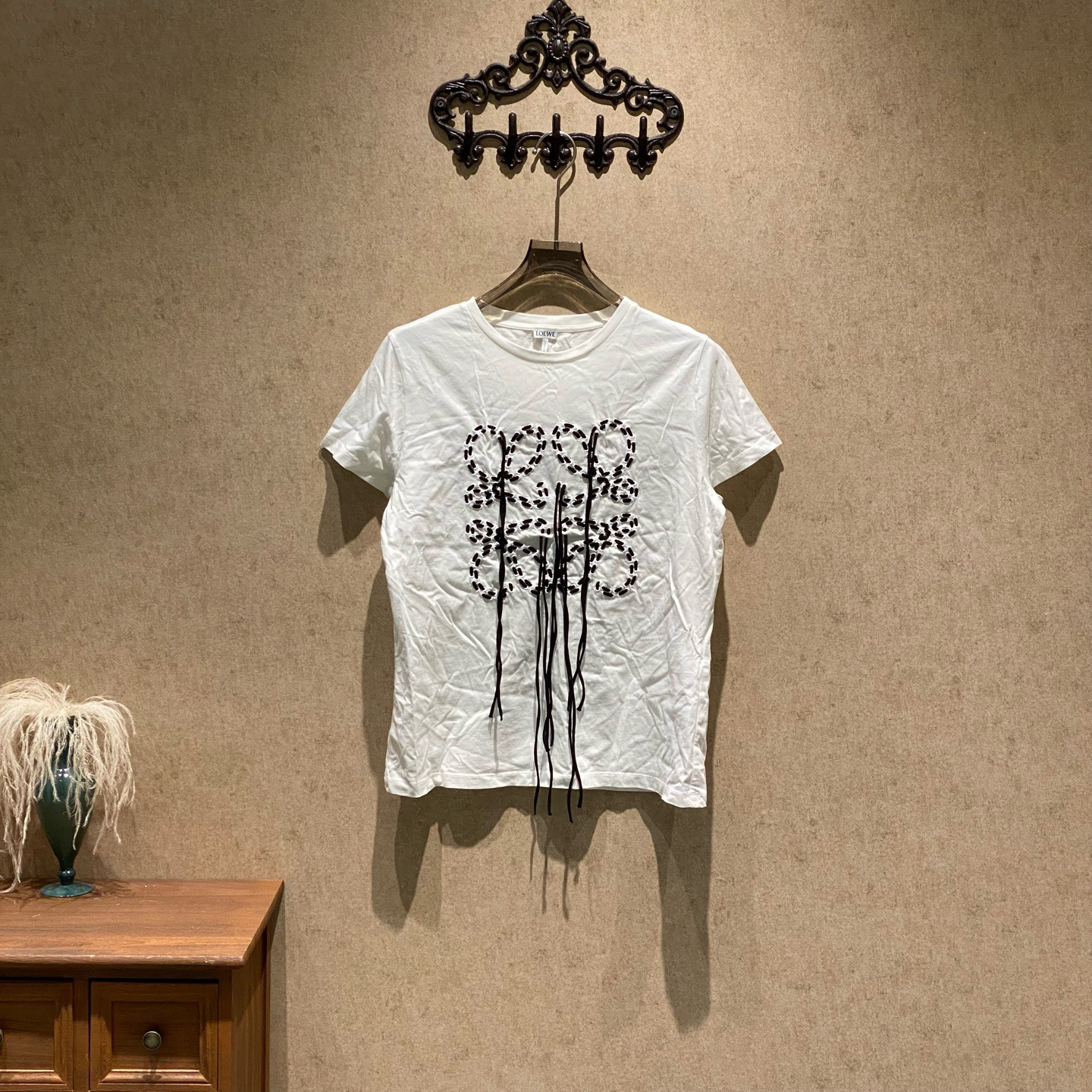 未使用 LOEWE/罗意威 Loewe白色流苏logo短袖/L码/全新/40637