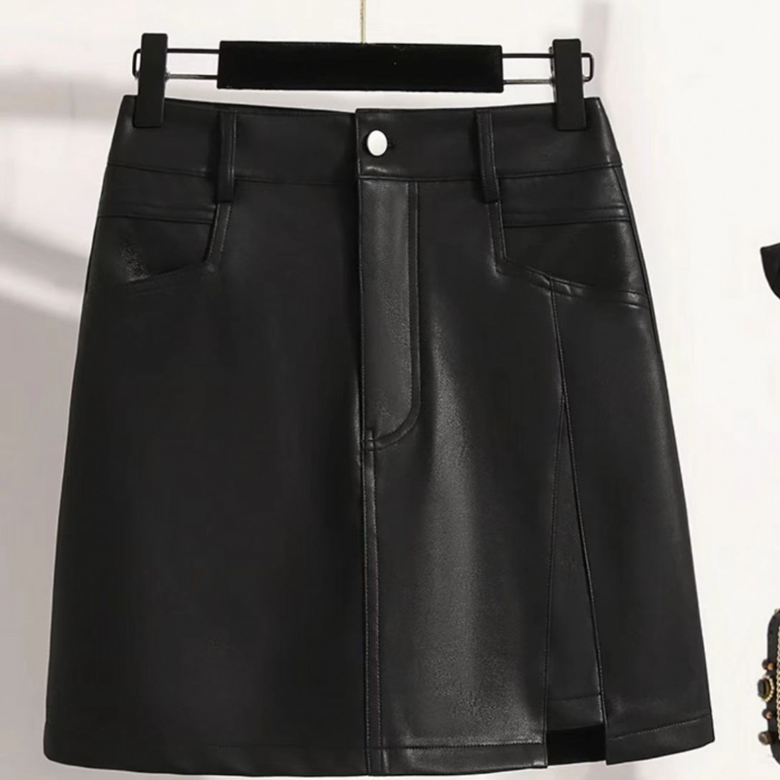 皮裙半身裙女秋冬2025新款高腰a字PU皮短裙辣妹包臀裙子001