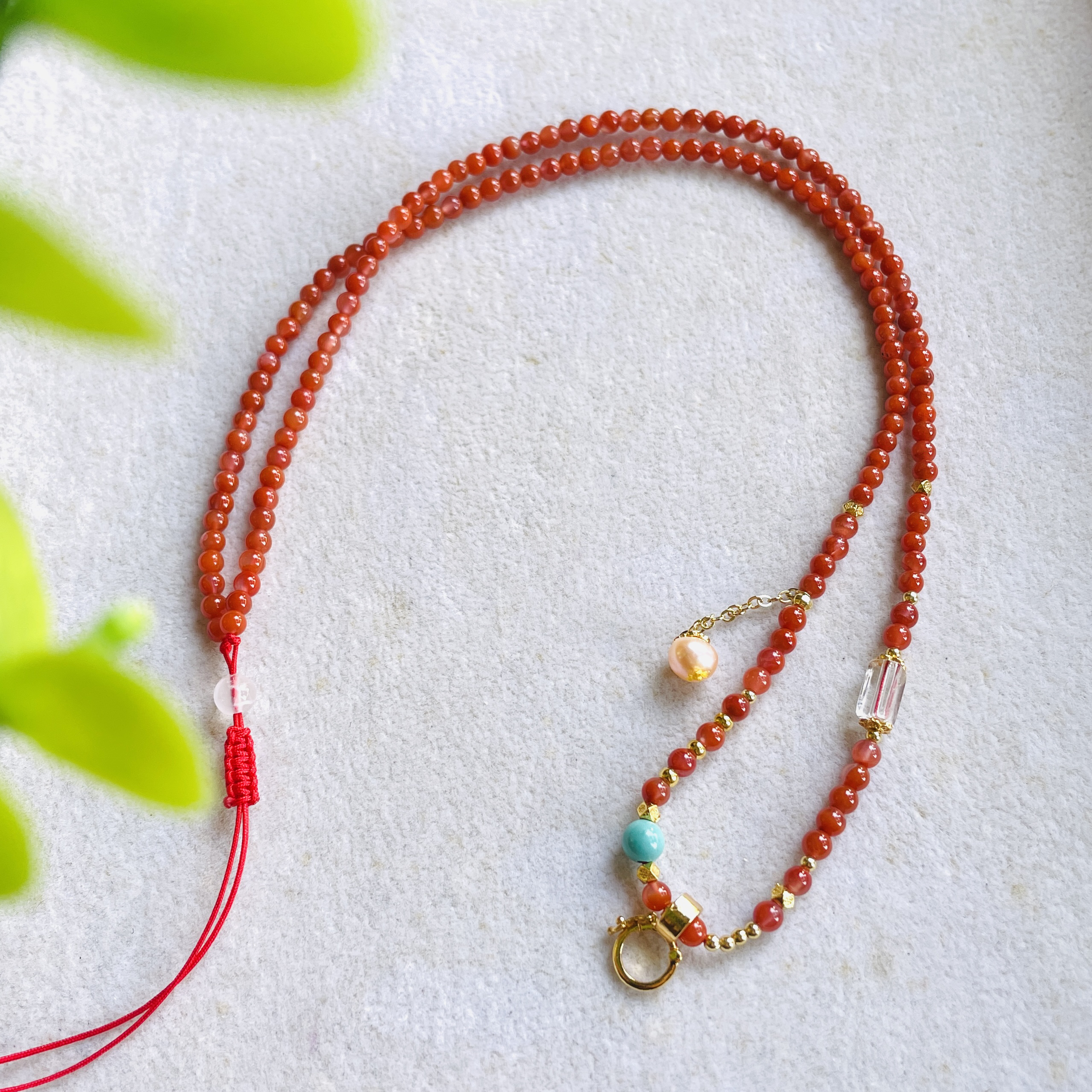 南红串珠项链复古时尚红色锁骨链万能链