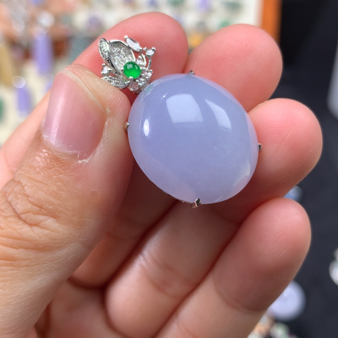 吊坠(不含链)18K金镶嵌翡翠