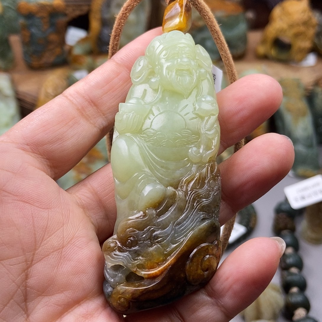 岫岩河磨玉（透闪石质玉）手把未镶嵌居*居