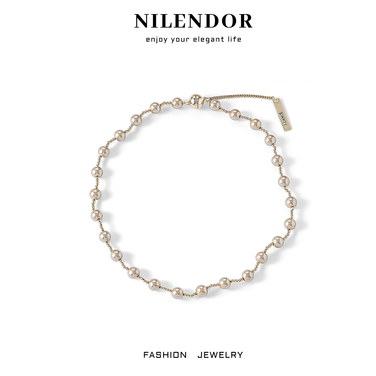 铜合金项链 XL-442香槟色珠珠磁吸扣项链