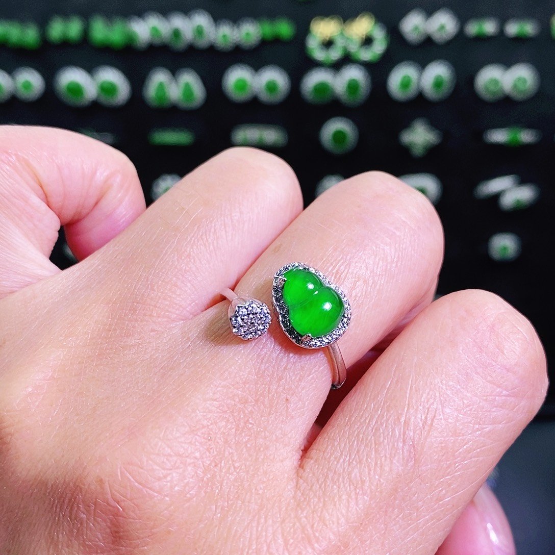 翡翠银S925镶嵌戒指多样性