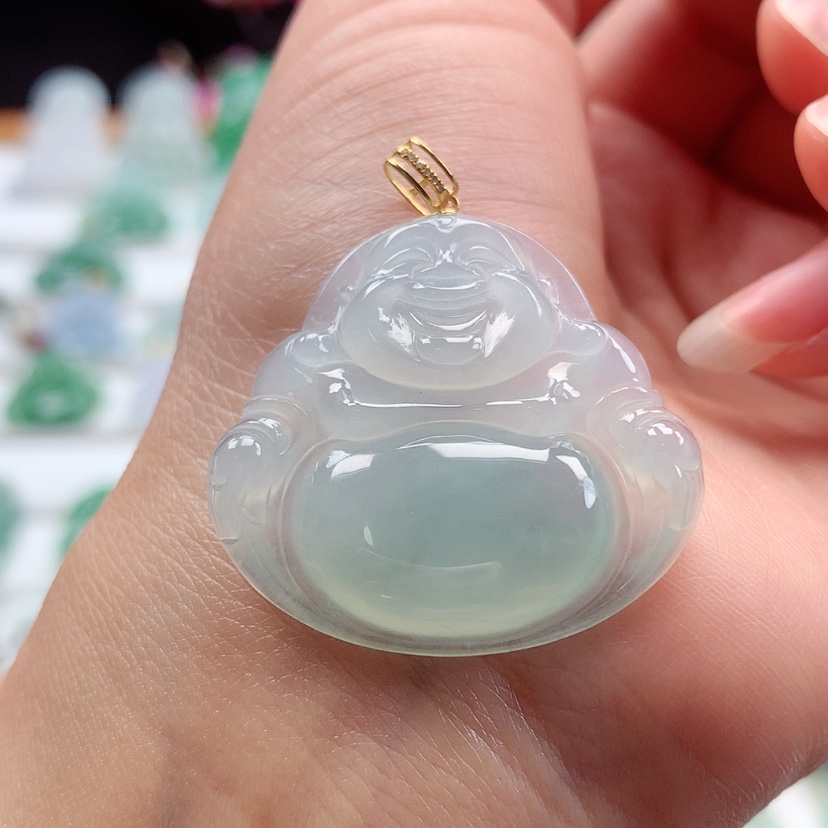 【闪购商品】翡翠吊坠(赠链)18K金镶嵌