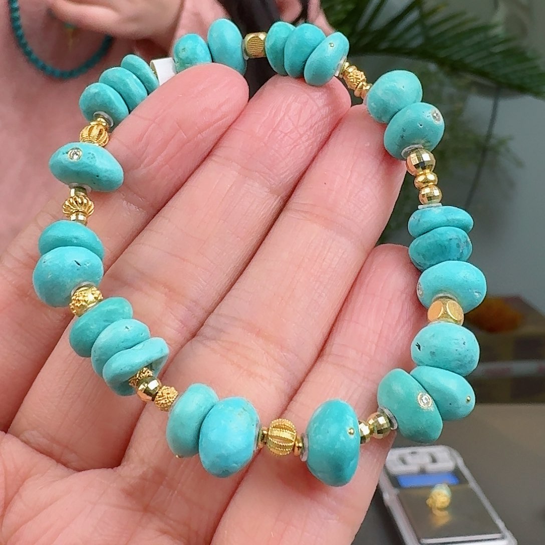 绿松石珠宝奇石18K金镶嵌