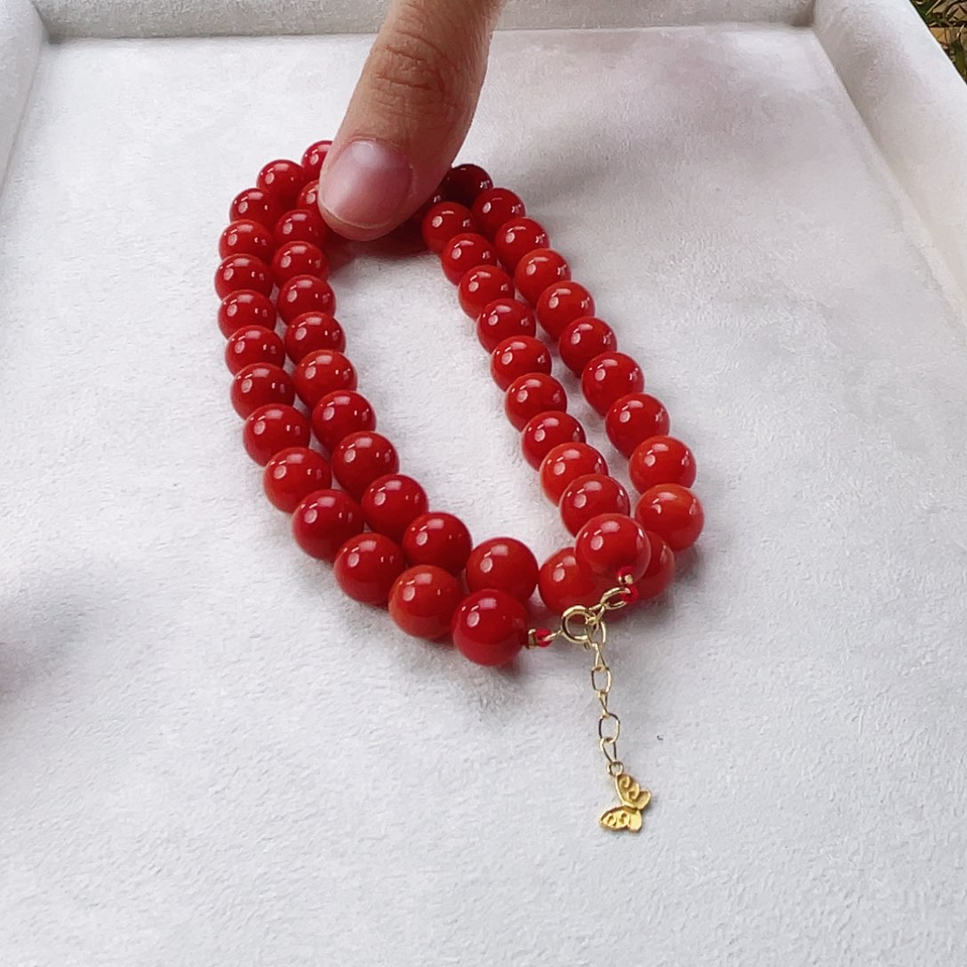 南红玛瑙颈饰18K金镶嵌南红9.3