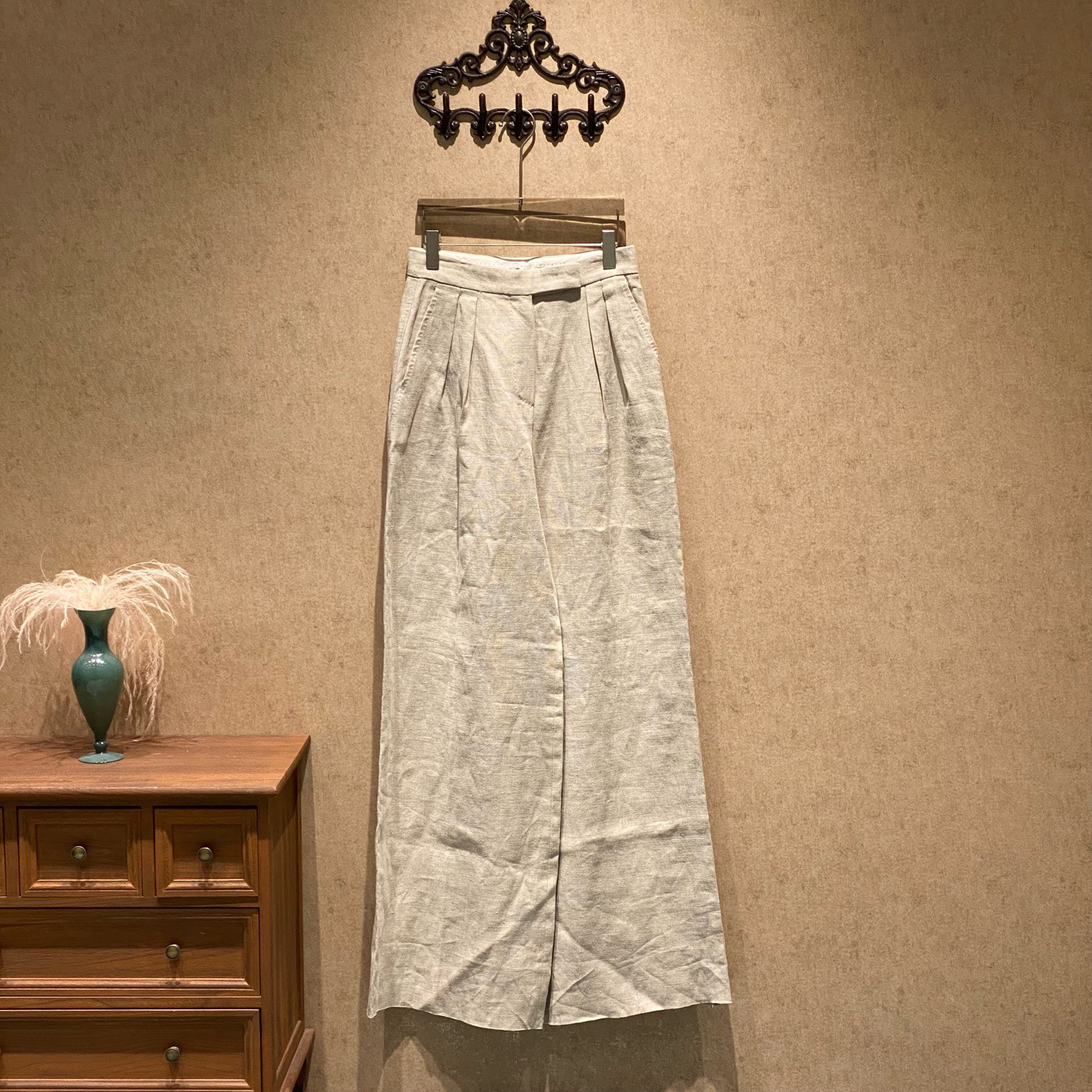 未使用 MaxMara MaxMara 亚麻阔腿长裤/8码/全新原吊/39199