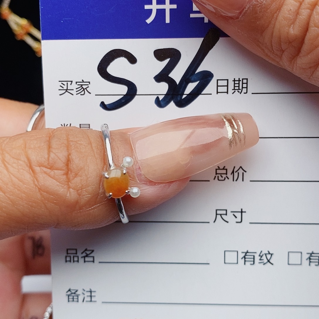 翡翠戒指银S925镶嵌戒指