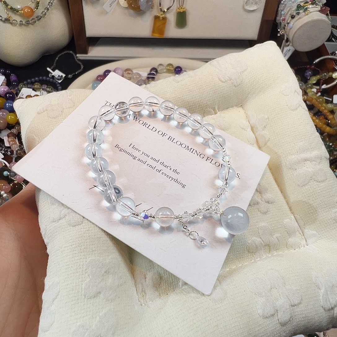 手串银S925镶嵌水晶白水晶卡7