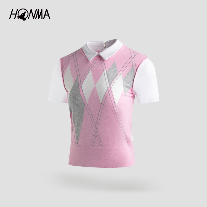 【专业高尔夫】HONMA女士短袖POLO针织时尚翻领透气弹性HWLC707R610
